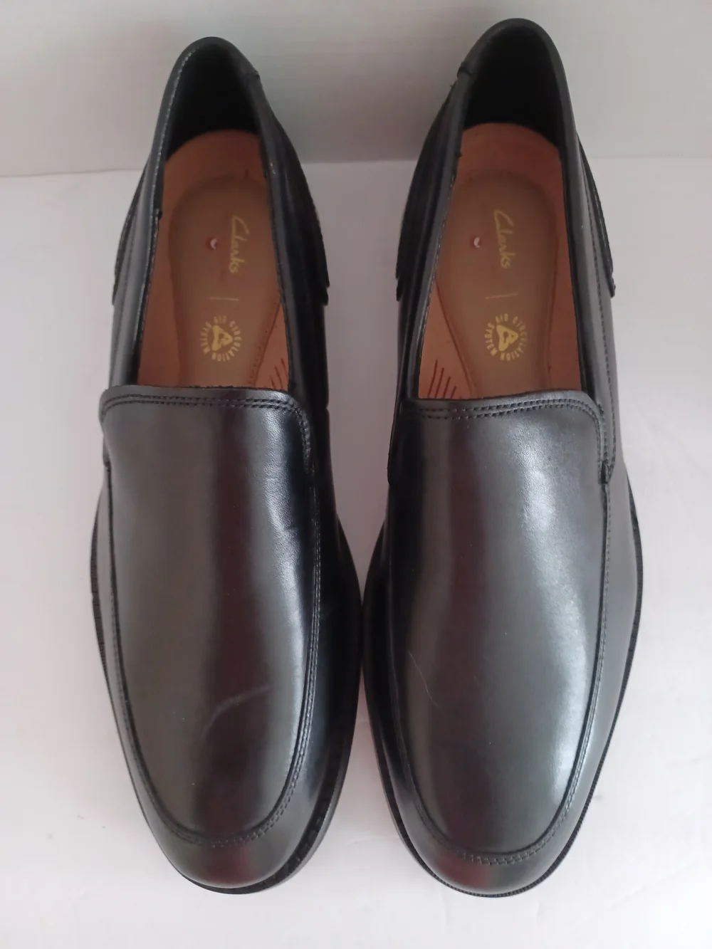 Clarks Black Leather Slip-On Loafers